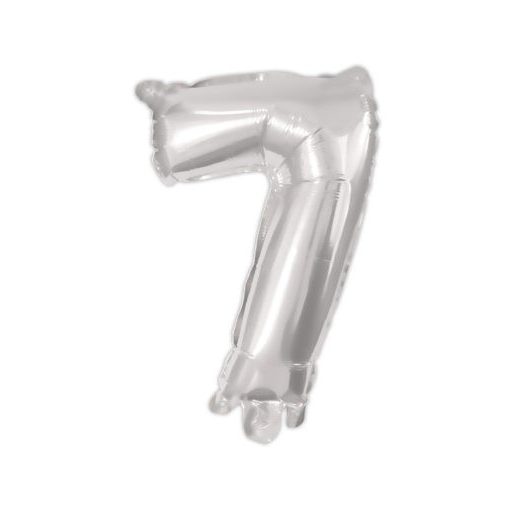 Nummer Silber, Silber 7er Zahlen Folienballon 95 cm