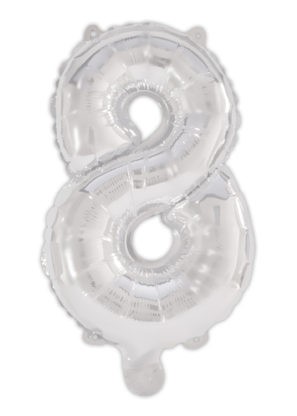 Nummer Silber, Silberne Zahl 8 Folienballon 95 cm