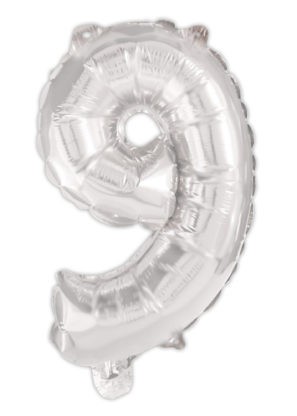 Silver, Silber Nummer 9 Folienballon 95 cm