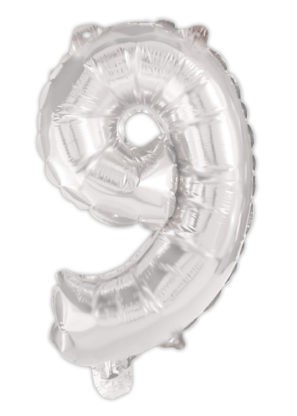Nummer Silber, Silber Nummer 9 Folienballon 95 cm