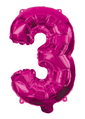 Hot Pink Nummer 3 Folienballon 95 cm
