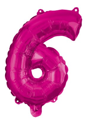 Hot Pink Nummer 6 Folienballon 95 cm