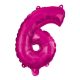 Nummer Hot Pink Nummer 6 Folienballon 95 cm