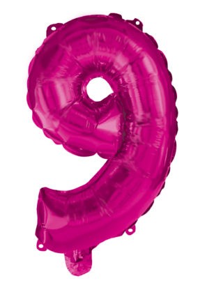 Nummer Hot Pink Nummer 9 Folienballon 95 cm