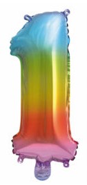 Nummer Multicolour Metallic Mini-Zahlenfolie Ballon Nummer 1, 34 cm