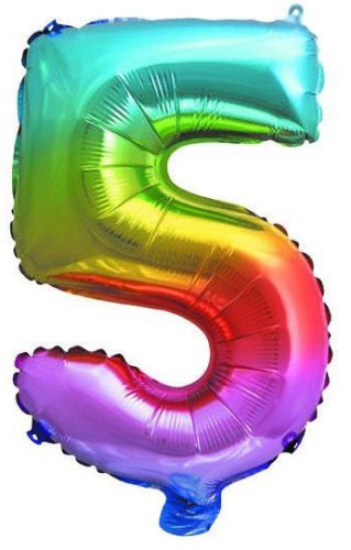 Multicolour metallic mini Nummer 5 Folienballon 32 cm