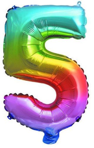 Nummer Multicolour Metallisch Mini 5 Folien Ballon 32 cm
