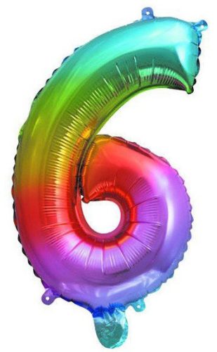Multicolour metallic mini Nummer 6 Folienballon 36 cm