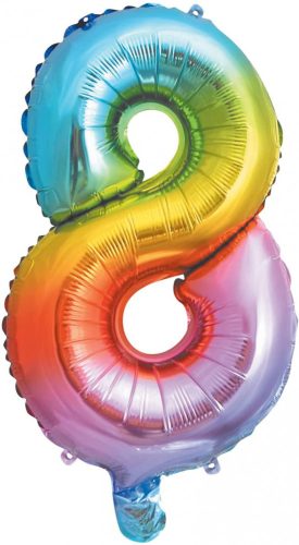 Multicolour Metallic mini Nummer 8 Folienballon 35 cm