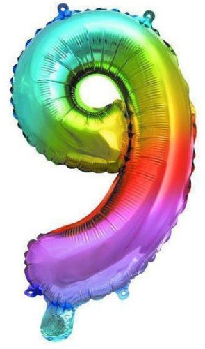 Multicolour Metallic mini Nummer 9 Folienballon 36 cm
