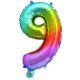 Nummer Multicolor Metallic Mini-Zahl 9 Folienballon 36 cm