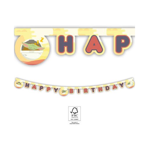 Star Wars The Mandalorian Happy Birthday Schild FSC 2 m