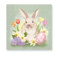   Ostern Bunny and Flowers Serviettenpackung 20 Stück 33x33 cm