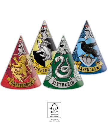 Harry Potter Hogwarts Houses Party-Hut, Hut 6er Pack FSC