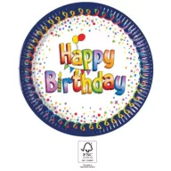   Geburtstag Multicolor Happy Birthday Pappteller 8 Stk 23 cm FSC