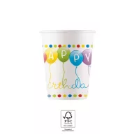   Geburtstag Streamers Happy Birthday Papierbecher 8 Stück 200 ml FSC
