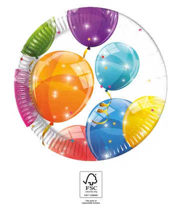 Sparkling Balloons Pappteller (8 Stücke) 20 cm FSC