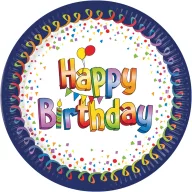   Geburtstag Multicolor Happy Birthday Pappteller 8 Stk 20 cm FSC
