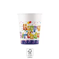   Geburtstag Multicolor Happy Birthday Papierbecher 8er Pack 200 ml FSC