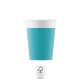 Farbe Unicolour Türkis, Blauer Papierbecher 8 Stück 200 ml FSC