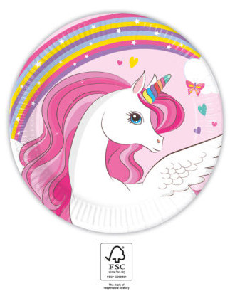 Einhorn Rainbow Colors Pappteller 8 Stück 20 cm FSC