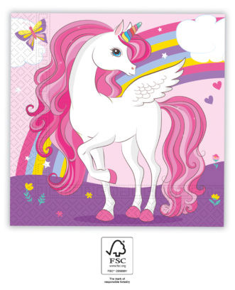 Einhorn Rainbow Colors Serviette 20 Stück 33x33 cm FSC