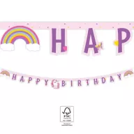 Einhorn Rainbow Colors Happy Birthday Schild FSC 2 m