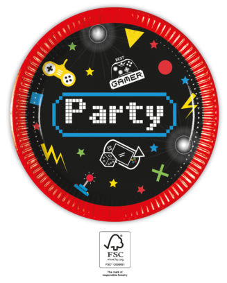 Gaming Party Pappteller 8 Stück 20 cm FSC