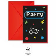 Gamer Gaming Party Party-Einladung 6 Stk. FSC
