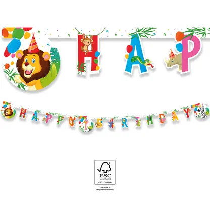 Urwald Balloons Happy Birthday Schrift FSC 2 m