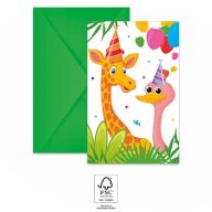 Urwald Balloons Party-Einladung 6 Stk FSC