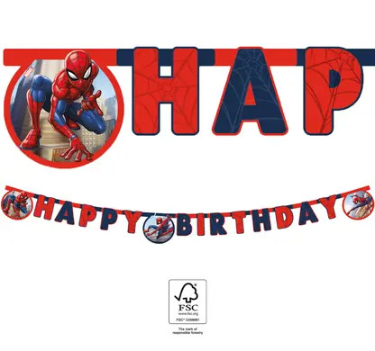 Spiderman Crime Fighter Happy Birthday Schrift FSC 2 m