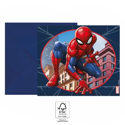 Spiderman Crime Fighter Party Einladung 6 Stück FSC