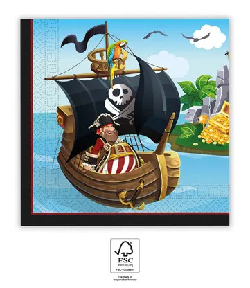 Pirat Island Serviette, 20 Stk, 33x33 cm, FSC