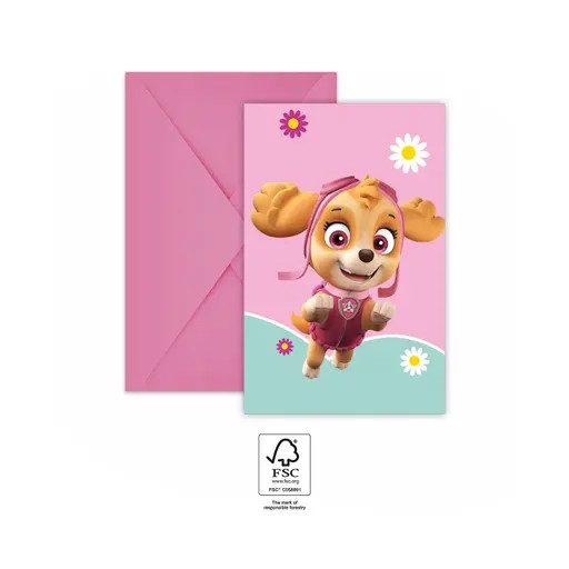 Paw Patrol Skye and Everest Party Einladung 6 Stk FSC
