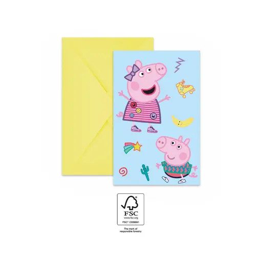Peppa Wutz Messy Play Party-Einladung 6 Stk FSC