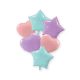 Pastel Blue Pink Lilac Herz, Star Folienballon 6er Set Set 46 cm