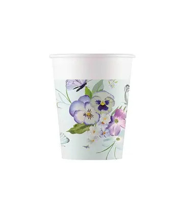 Schmetterling Turquoise Papierbecher 8 Stk 200 ml