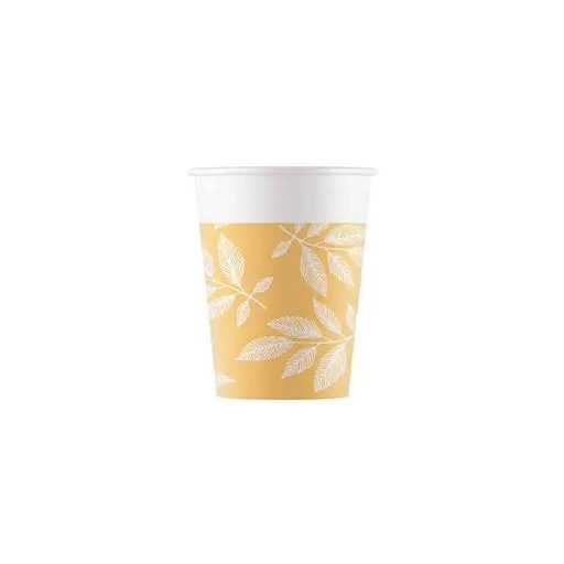 Blume Orange Leaves Blatt Papierbecher 8 Stk 200 ml