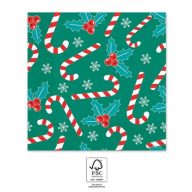 Weihnachten Xmas Sugar Canes i Serviette 20 Stk 33x33 cm FSC
