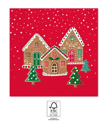 Weihnachten Gingerhouses i Serviette 20 Stk 33x33 cm FSC
