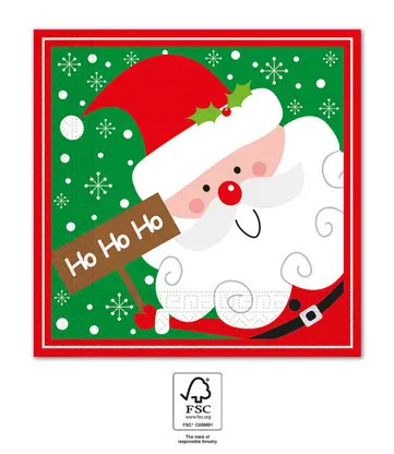 Santa Claus Ho Ho Ho Weihnachten Serviette (20 Stücke) 33x33 cm FSC