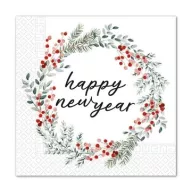 Neujahr Wreath Happy New Year Serviette 20 Stk. 33x33 cm FSC