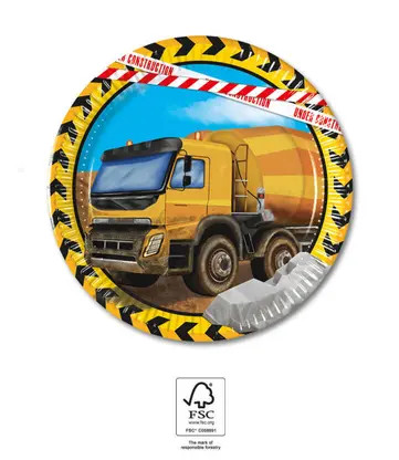 Baustelle Grabber 8-teiliges Papierteller-Set 20 cm FSC