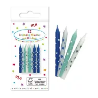   Geburtstag Happy Birthday Blue, Blaue Geburtstagskerzen-Set, 12-teilig