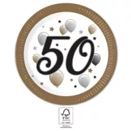  Geburtstag Milestone Happy Birthday 50 Pappteller 8er Set - 23 cm FSC