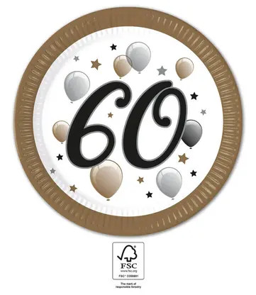 Geburtstag Milestone Happy Birthday 60 Pappteller 8 Stk 23 cm FSC