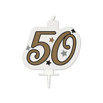 Happy Birthday Gold Milestone Kuchenkerze, Nummerkerze 50-es