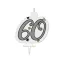 Geburtstag Milestone Happy Birthday Silber Kuchenkerze, Zahlenkerze 60