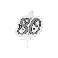   Geburtstag Milestone Happy Birthday Silber Tortenkerze, Zahlenkerze 80